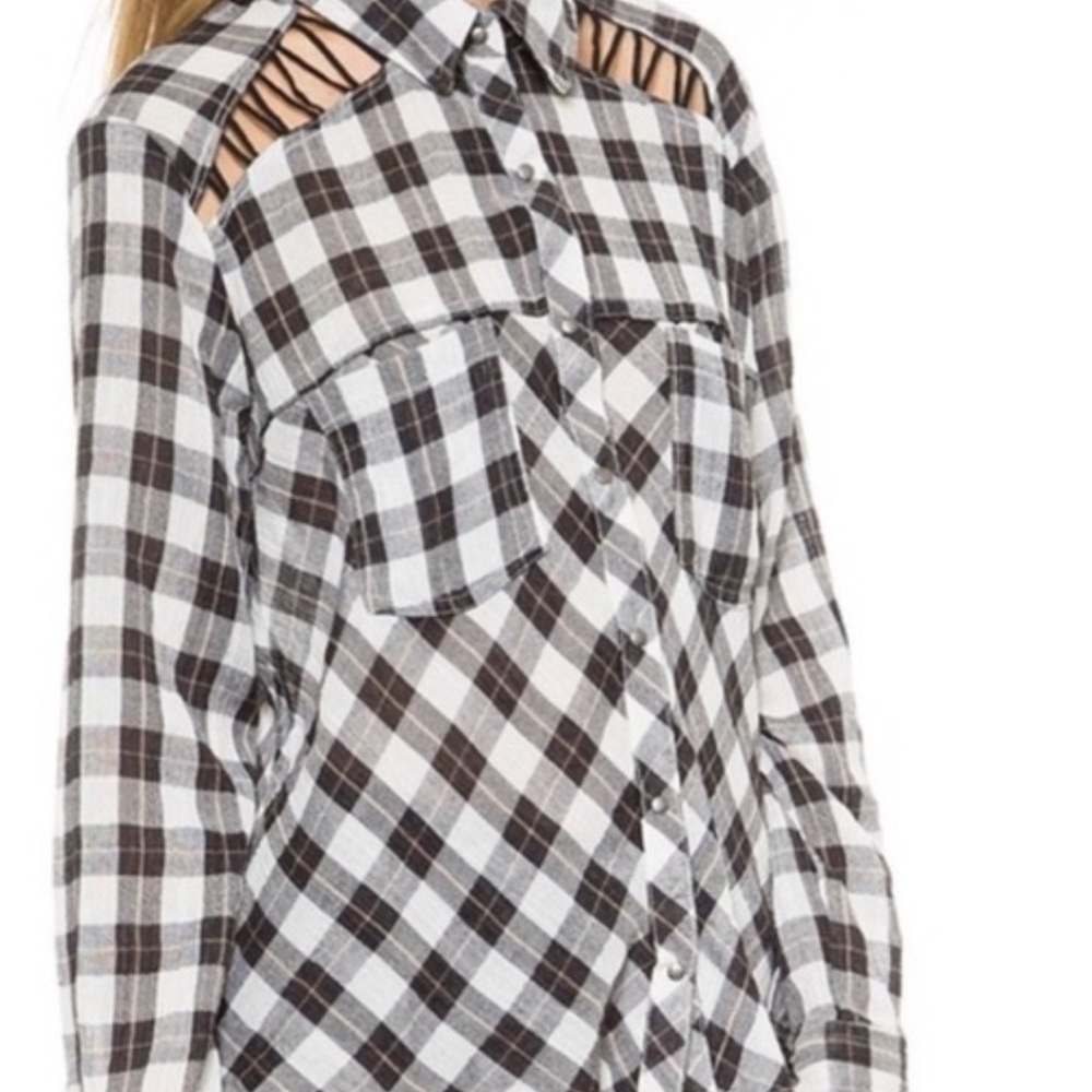 Free People Black & White Flannel XS
